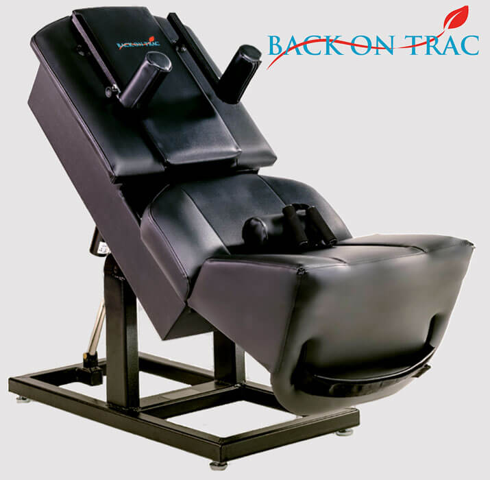 Back on Trac spinal decompression chair and logo